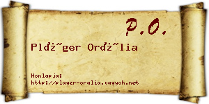 Pláger Orália névjegykártya